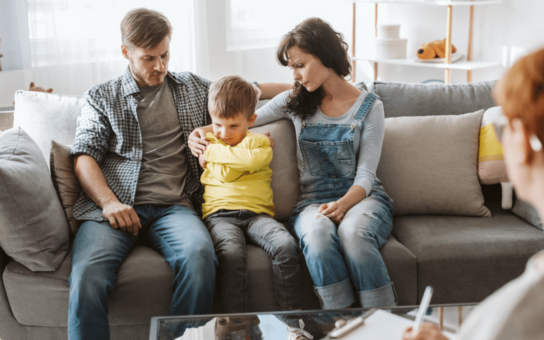 a family in family therapy for divorced parents